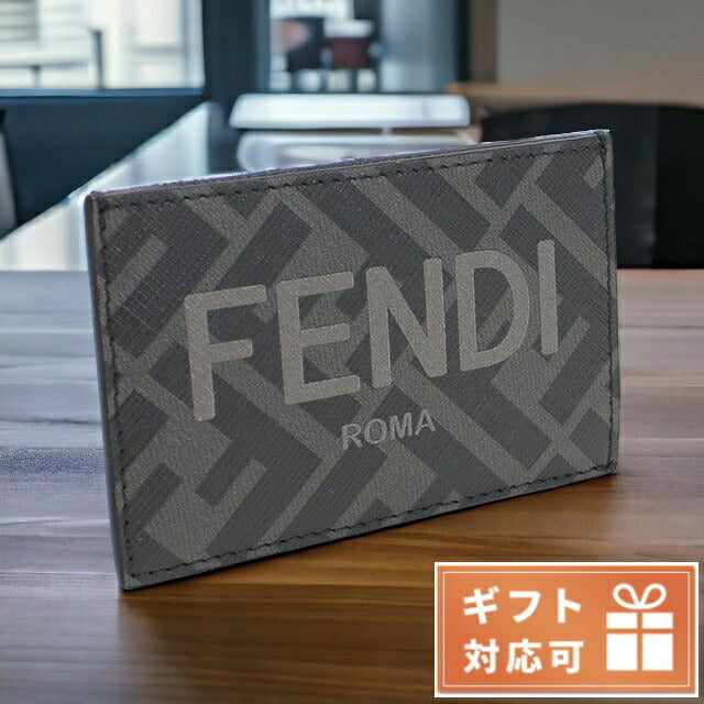 フェンディ カードケース メンズ PVC レザー イタリア 7M0328 ブラック グレー系 財布 FEN7M0328011