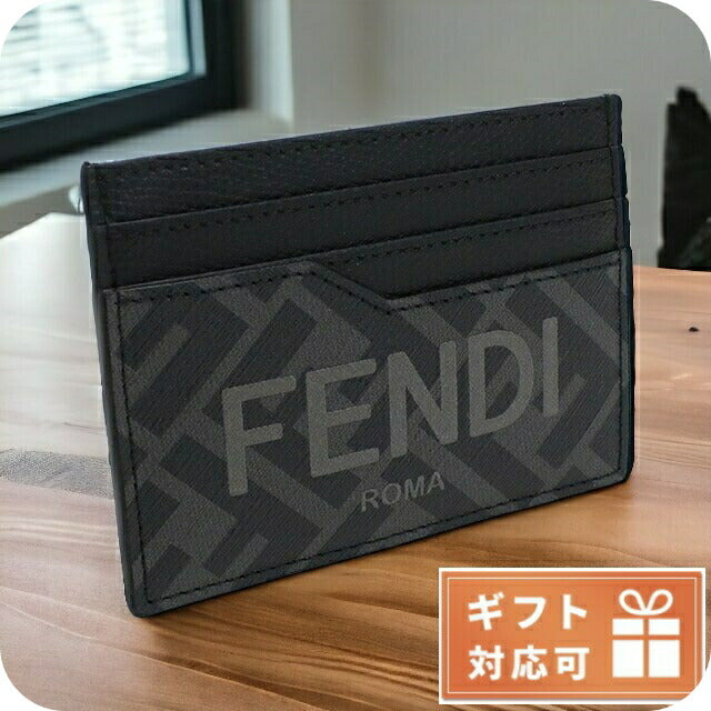フェンディ カードケース メンズ カーフレザー、PVC イタリア 7M0333 グレー系 ブラック 財布 FEN7M0333011