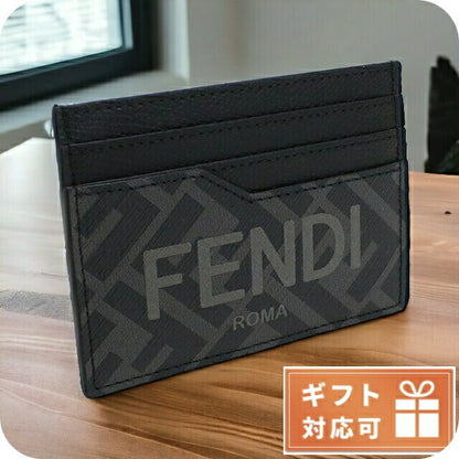 フェンディ カードケース メンズ カーフレザー、PVC イタリア 7M0333 グレー系 ブラック 財布 FEN7M0333011