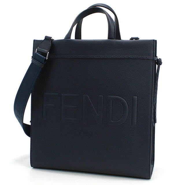 フェンディ トートバッグ メンズ ブランド FENDI レザー 7VA583 ネイビー系 バッグ FEN7VA583011