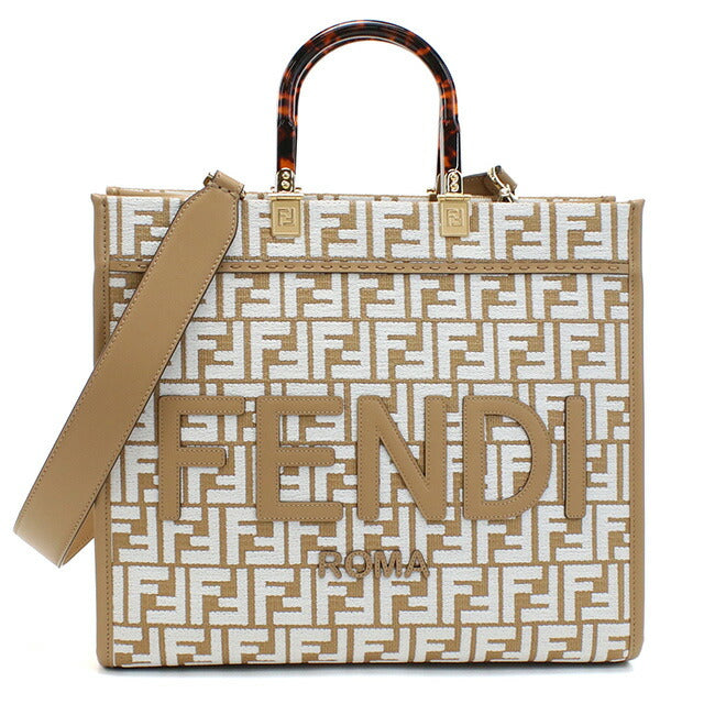 フェンディ トートバッグ レディース ブランド FENDI イタリア 8BH386 ブラウン系 ホワイト系 バッグ FEN8BH386041