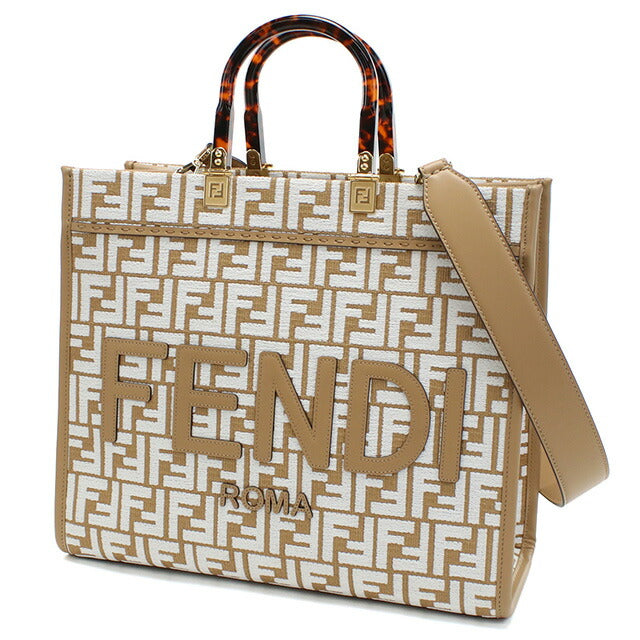 フェンディ トートバッグ レディース ブランド FENDI イタリア 8BH386 ブラウン系 ホワイト系 バッグ FEN8BH386041