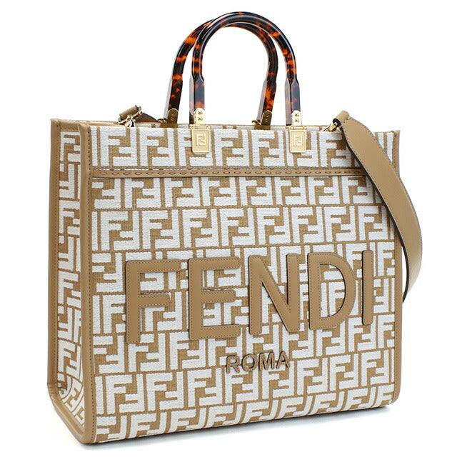 Fendi FFロゴ ハンドバッグ ブラウン/ホワイト フェンディ トートバッグ レディース ブランド FENDI イタリア 8BH386