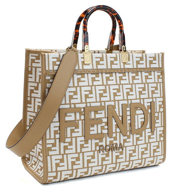 FENDI トートバッグ ブラウン/ホワイト/イエロー　フェンディ　　値下げ フェンディ トートバッグ レディース ブランド FENDI イタリア