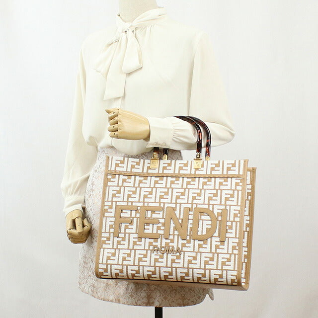 フェンディ トートバッグ レディース ブランド FENDI イタリア 8BH386 ブラウン系 ホワイト系 バッグ FEN8BH386041