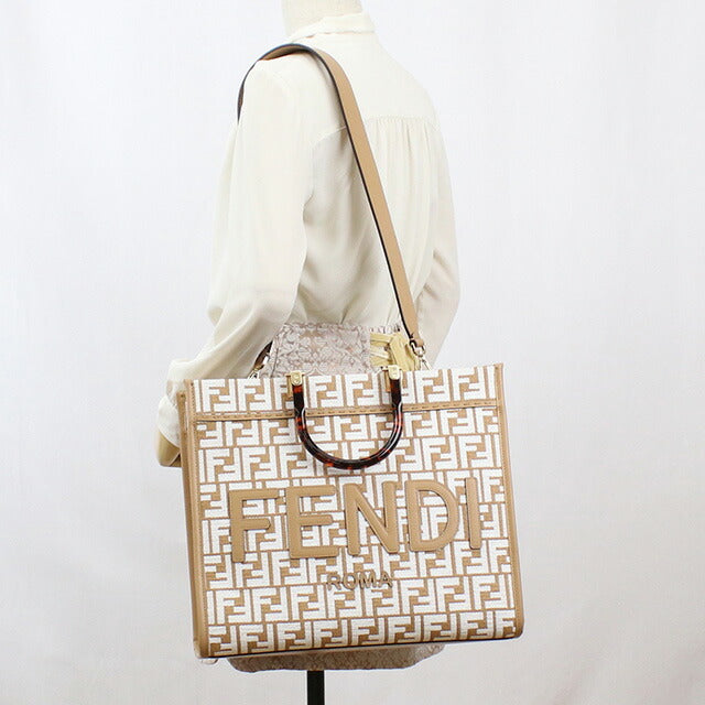 フェンディ トートバッグ レディース ブランド FENDI イタリア 8BH386 ブラウン系 ホワイト系 バッグ FEN8BH386041