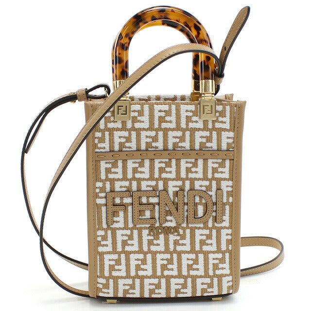 フェンディ トートバッグ レディース ブランド FENDI 8BS051 ブラウン系 ホワイト系 バッグ FEN8BS051011