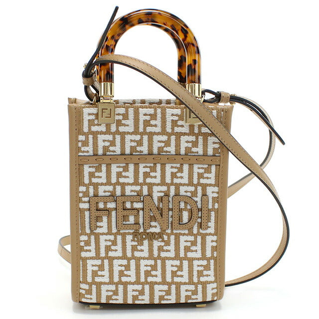 フェンディ トートバッグ レディース ブランド FENDI 8BS051 ブラウン系 ホワイト系 バッグ FEN8BS051011