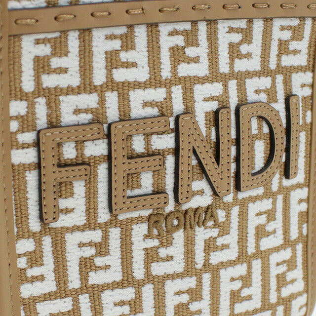 フェンディ トートバッグ レディース ブランド FENDI 8BS051 ブラウン系 ホワイト系 バッグ FEN8BS051011