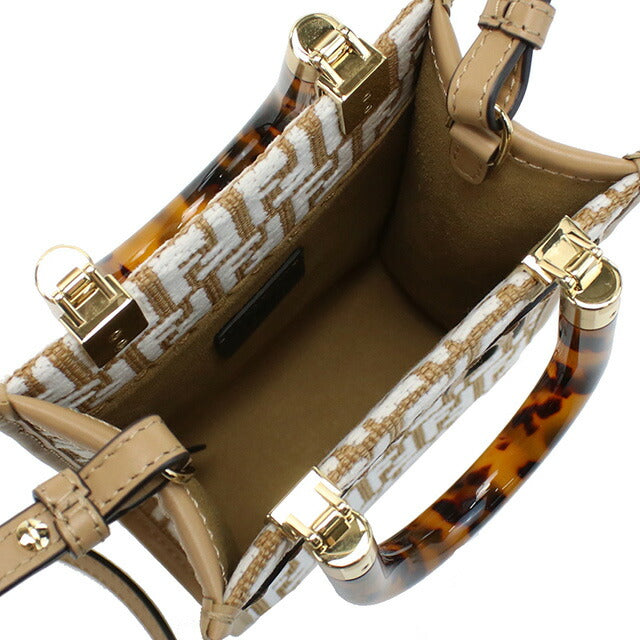 フェンディ トートバッグ レディース ブランド FENDI 8BS051 ブラウン系 ホワイト系 バッグ FEN8BS051011