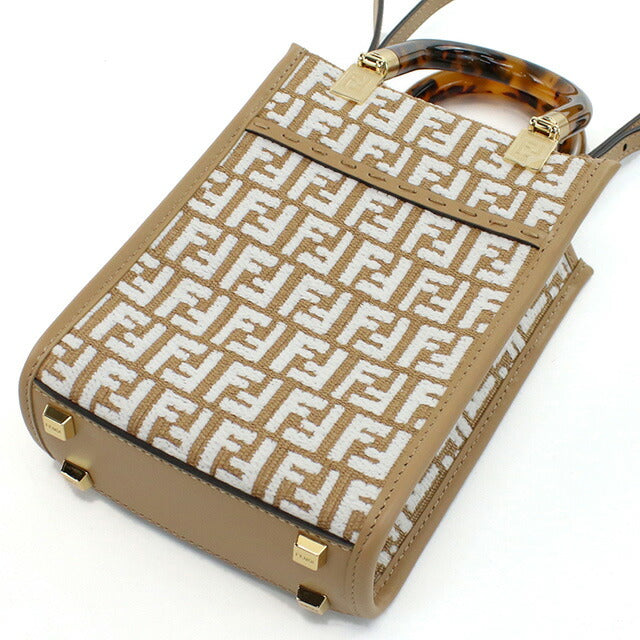 フェンディ トートバッグ レディース ブランド FENDI 8BS051 ブラウン系 ホワイト系 バッグ FEN8BS051011