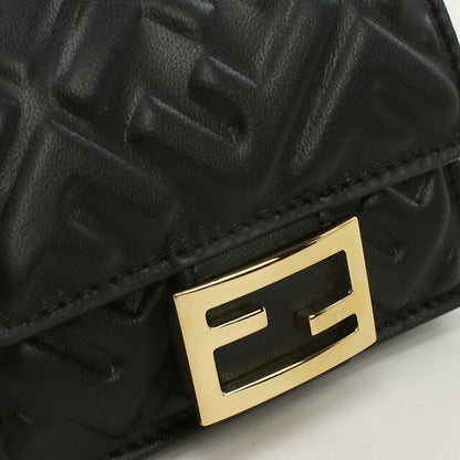 Fendi tri-fold wallet with coin purse ladies brand FENDI leather 8M0395 black wallet FEN8M0395041