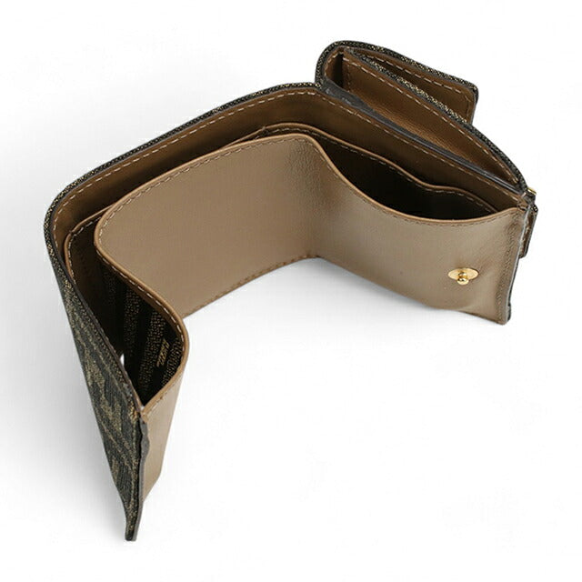 フェンディ 三つ折り財布 三折財布小銭入付き 三つ折り財布 三折財布 コンパクト レディース ブランド FENDI 8M0395 ブラウン FEN8M0395061