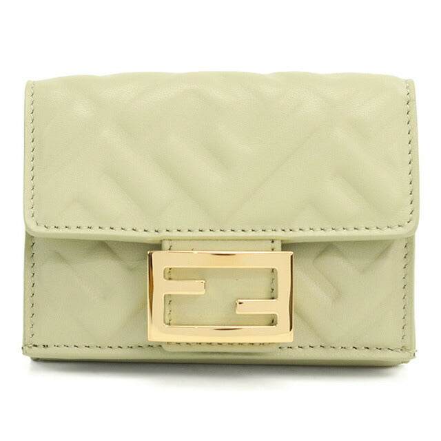 フェンディ 三折財布小銭入付き レディース ブランド FENDI レザー 8M0395 カーキ 財布 FEN8M0395081