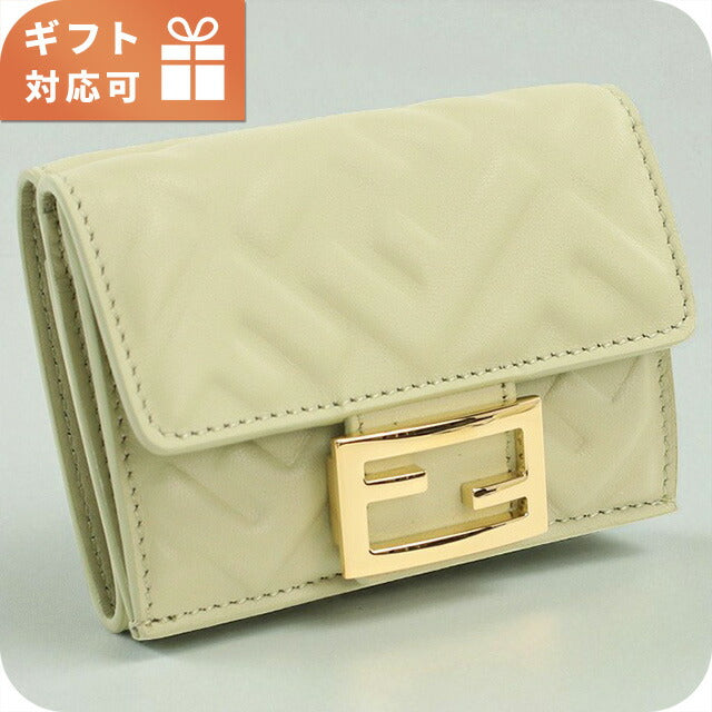 フェンディ 三折財布小銭入付き レディース ブランド FENDI レザー 8M0395 カーキ 財布 FEN8M0395081