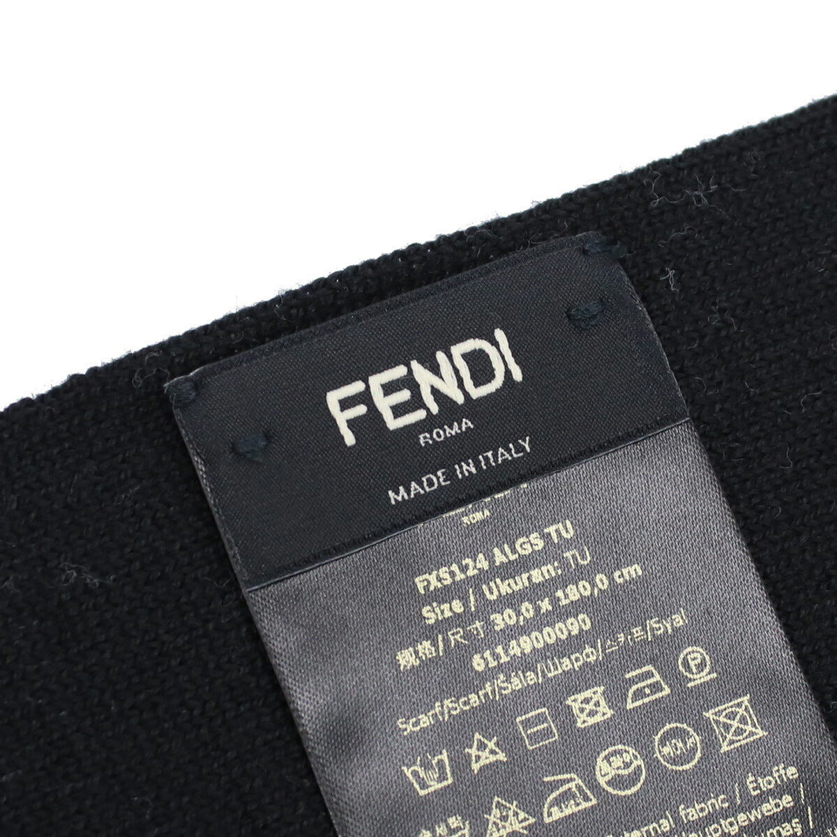 フェンディ マフラー メンズ ウール98% ナイロン2% イタリア FXS124 ブラック ホワイト系 小物 FENFXS124031