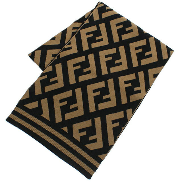 E5571-59◾️フェンディ　ロゴニット　マフラー FENDI（フェンディ） ズッカ FF ロゴ マフラー ストール ショール
