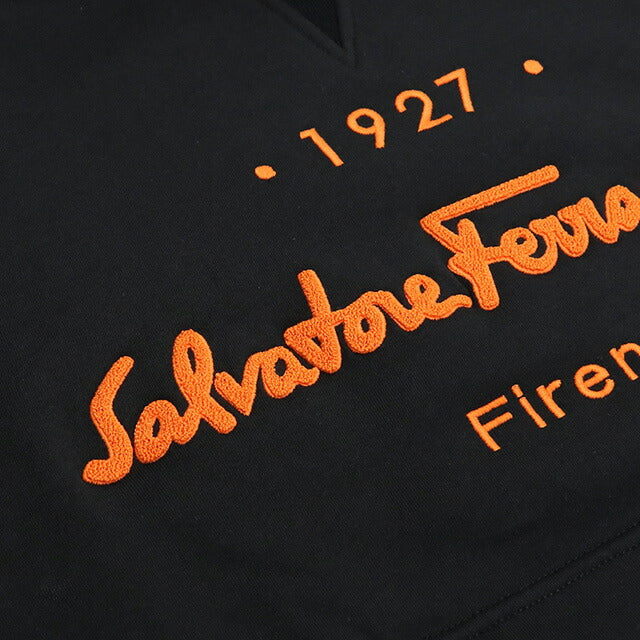Ferragamo コットン パーカー BLACK フェラガモ パーカー メンズ ブランド FERRAGAMO コットン100