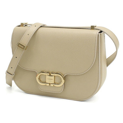 フェラガモ 斜め掛け ショルダーバッグ レディース ブランド FERRAGAMO DOUBLE GANCIO FLAP 21-9867 ベージュ バッグ FER21-9867021