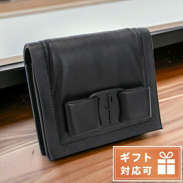 フェラガモ 二つ折り財布 レディース カーフ イタリア 22-0288 ブラック 財布 FER22-0288011