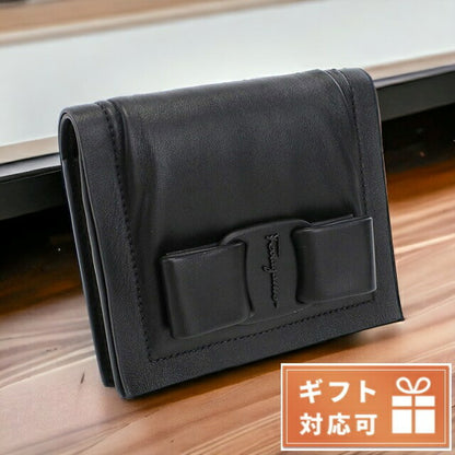 フェラガモ 二つ折り財布 レディース カーフ イタリア 22-0288 ブラック 財布 FER22-0288011