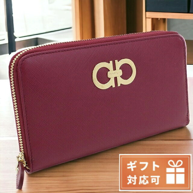 フェラガモ 長財布ラウンドファスナー レディース PEBBLE CALF カーフ イタリア 22-B300 ピンク系 財布 FER22-B300191