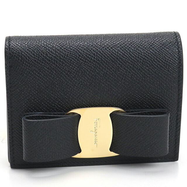 フェラガモ 二つ折り財布 レディース ブランド カーフ イタリア 22-D515 ブラック 財布 FER22-D515011