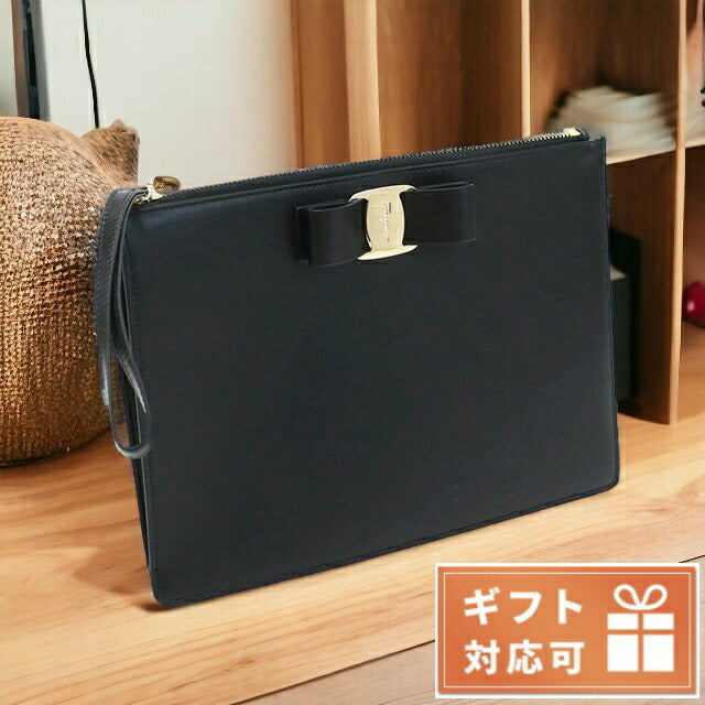 フェラガモ クラッチバッグ レディース カーフ イタリア 22-D547 ブラック バッグ FER22-D547011