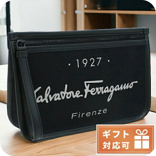 フェラガモ クラッチバッグ メンズ ブランド ポリアミド コットン ポリウレタン レザー イタリア 24-0971 ブラック バッグ FER24-0971011
