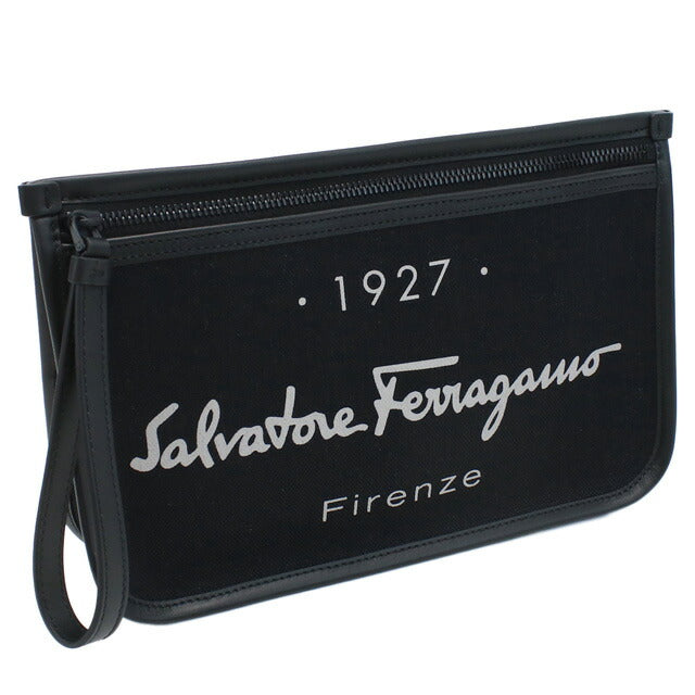 Salvatore Ferragamo ブラック クラッチバッグ フェラガモ クラッチバッグ メンズ ブランド ポリアミド コットン