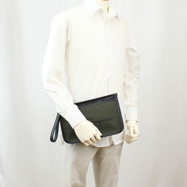 フェラガモ クラッチバッグ メンズ ブランド ポリアミド コットン