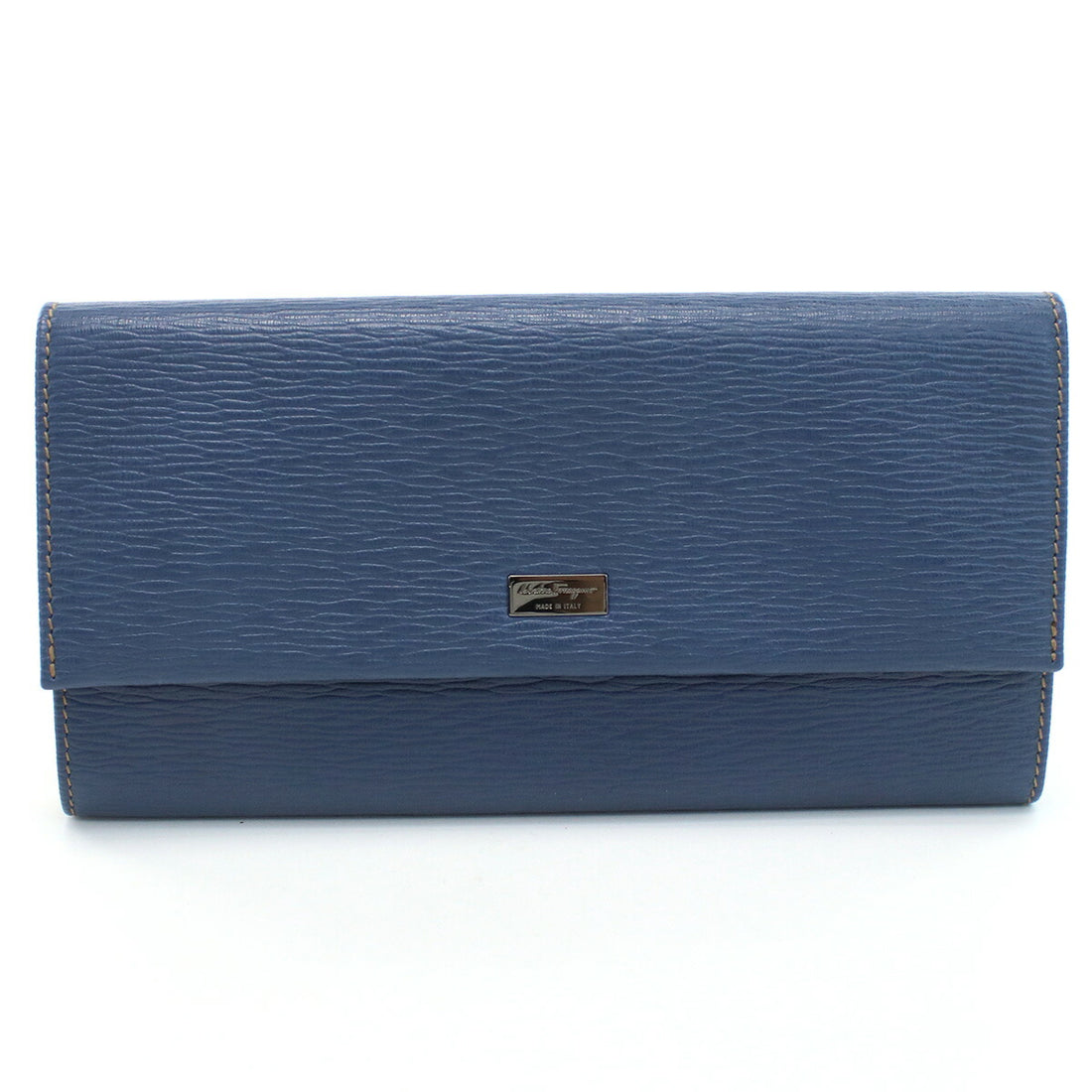 フェラガモ 長財布ニ折小銭入付き メンズ PEBBLE CALF カーフ イタリア 66-0155 ブルー系 財布 FER66-0155031