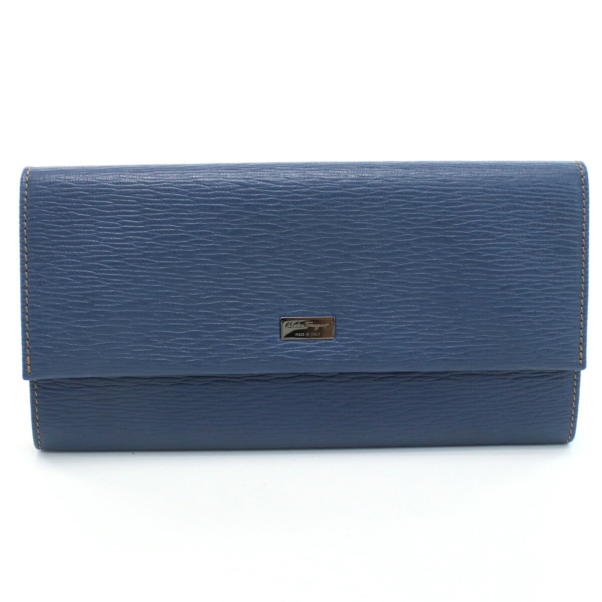 フェラガモ 長財布ニ折小銭入付き メンズ PEBBLE CALF カーフ イタリア 66-0155 ブルー系 財布 FER66-0155031