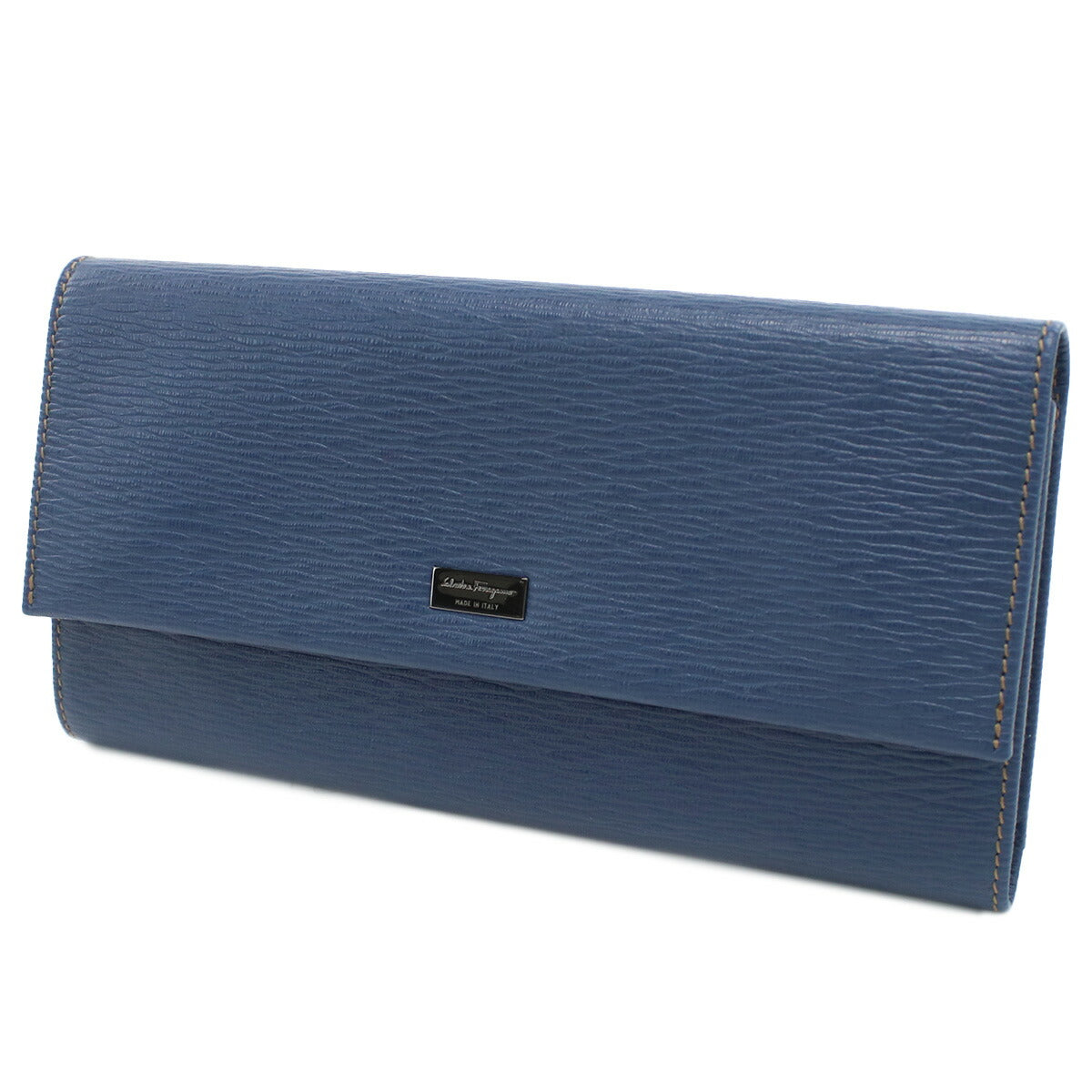 フェラガモ 長財布ニ折小銭入付き メンズ PEBBLE CALF カーフ イタリア 66-0155 ブルー系 財布 FER66-0155031