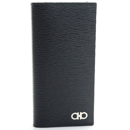 フェラガモ 長財布ニ折小銭入付き メンズ PEBBLE CALF カーフ イタリア 66-A069 ブラック 財布 FER66-A069031
