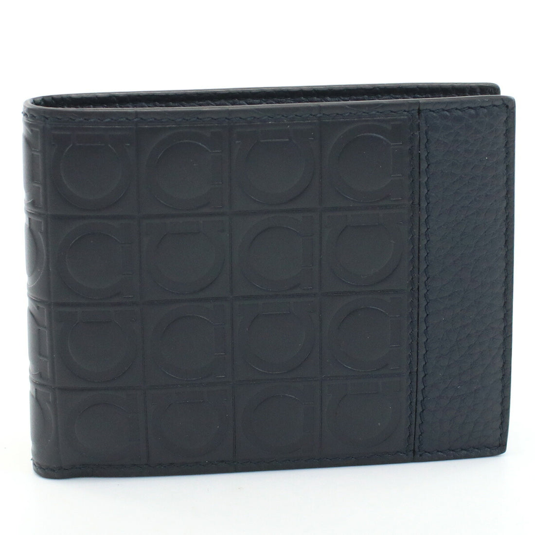 フェラガモ 二折財布 メンズ PEBBLE CALF カーフ イタリア 66-A144 ネイビー系 財布 FER66-A144021