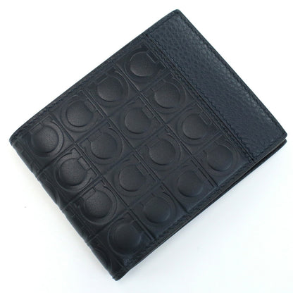 フェラガモ 二折財布 メンズ PEBBLE CALF カーフ イタリア 66-A144 ネイビー系 財布 FER66-A144021