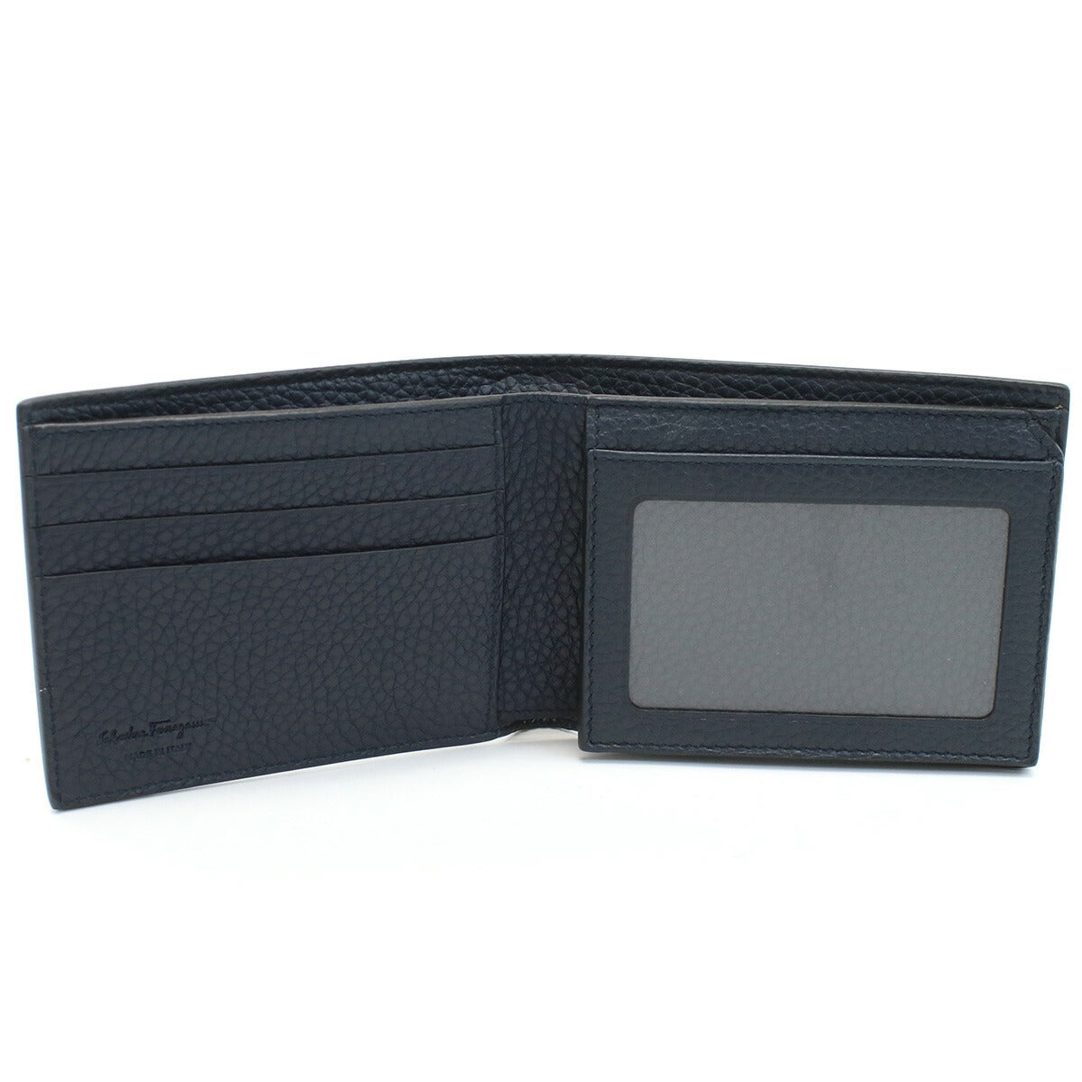 フェラガモ 二折財布 メンズ PEBBLE CALF カーフ イタリア 66-A144 ネイビー系 財布 FER66-A144021