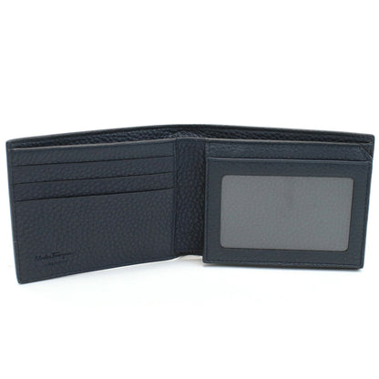フェラガモ 二折財布 メンズ PEBBLE CALF カーフ イタリア 66-A144 ネイビー系 財布 FER66-A144021