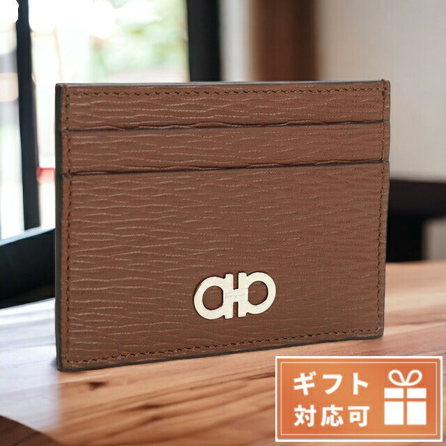 フェラガモ カードケース メンズ カーフ イタリア 66-A387 ブラウン系 財布 FER66-A387031