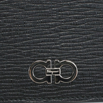 フェラガモ カードケース メンズ PEBBLE CALF カーフ イタリア 66-A391 ブラック ブルー系 財布 FER66-A391011