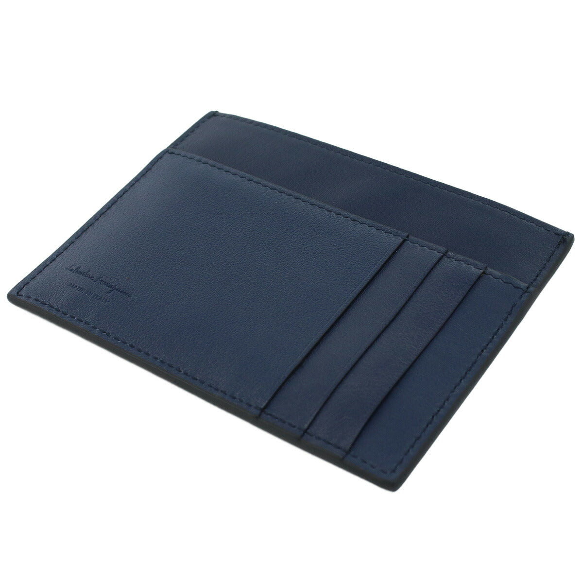 フェラガモ カードケース メンズ PEBBLE CALF カーフ イタリア 66-A391 ブラック ブルー系 財布 FER66-A391011