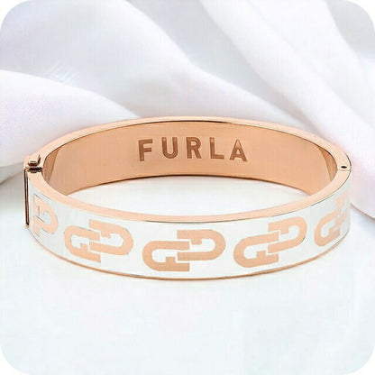 フルラ バングル レディース ブランド ARCH BANGLE Lサイズ ステンレススチール FJ0125BTL ホワイト ピンクゴールド アクセサリー FJ0125BTL