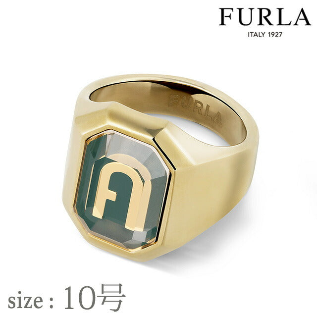 フルラ リング レディース ブランド OCTAGONAL RING 10号 ステンレススチール FJ0302RT0 ゴールド グリーン FJ0302RT0