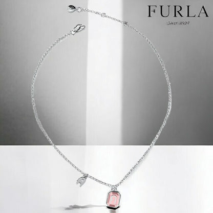 フルラ ネックレス レディース ブランド OCTAGONAL NECKLACE ステンレススチール FJ0319NTU シルバー ピンク アクセサリー FJ0319NTU