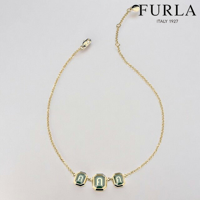 フルラ ネックレス レディース ブランド オクタゴナル ステンレススチール FJ0323NTU ゴールド グリーン アクセサリー FJ0323NTU