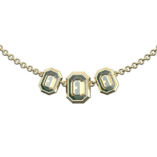 フルラ ネックレス レディース ブランド オクタゴナル ステンレススチール FJ0323NTU ゴールド グリーン アクセサリー FJ0323NTU