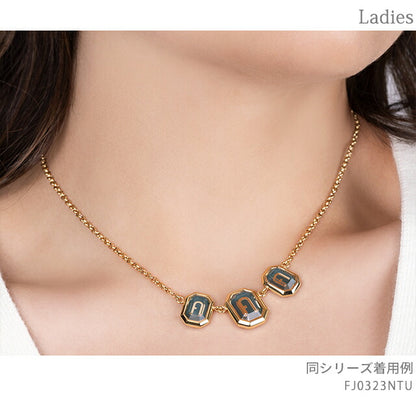 フルラ ネックレス レディース ブランド オクタゴナル ステンレススチール FJ0323NTU ゴールド グリーン アクセサリー FJ0323NTU
