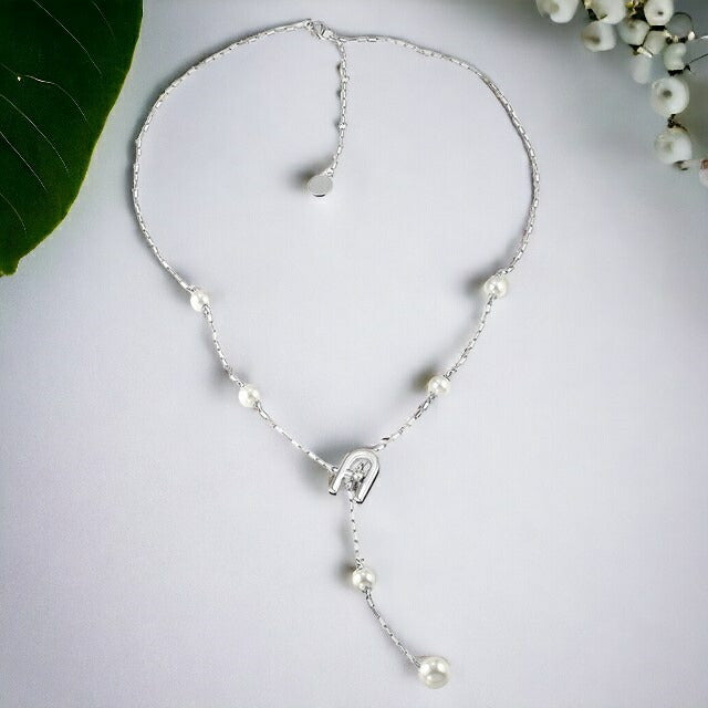 フルラ ネックレス レディース ブランド ARCH PEARL NECKLACE ステンレススチール 人工パール FJ0521NTU シルバー アクセサリー FJ0521NTU