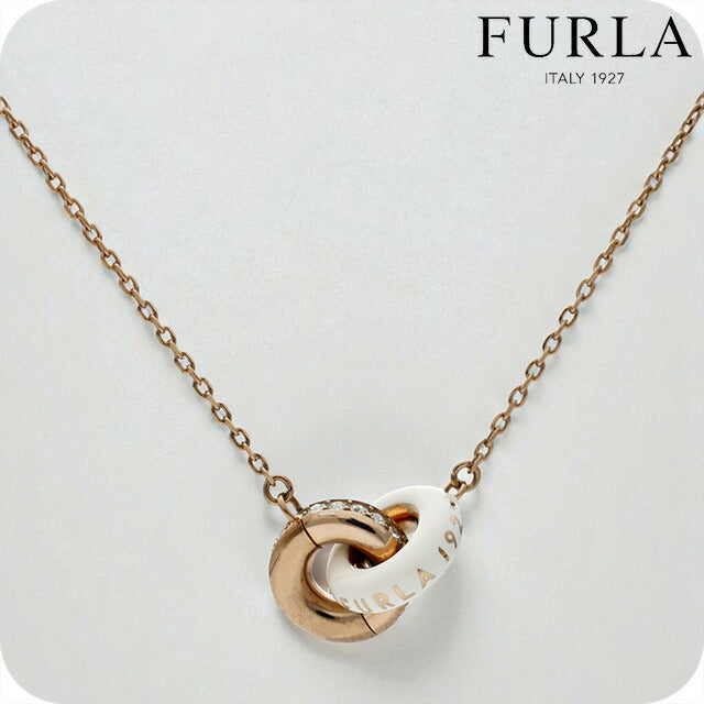 フルラ ネックレス レディース ブランド FURLA 1927 ペンダント リング 2連 FJ1187NTU ピンクゴールド ホワイト アクセサリー FJ1187NTU